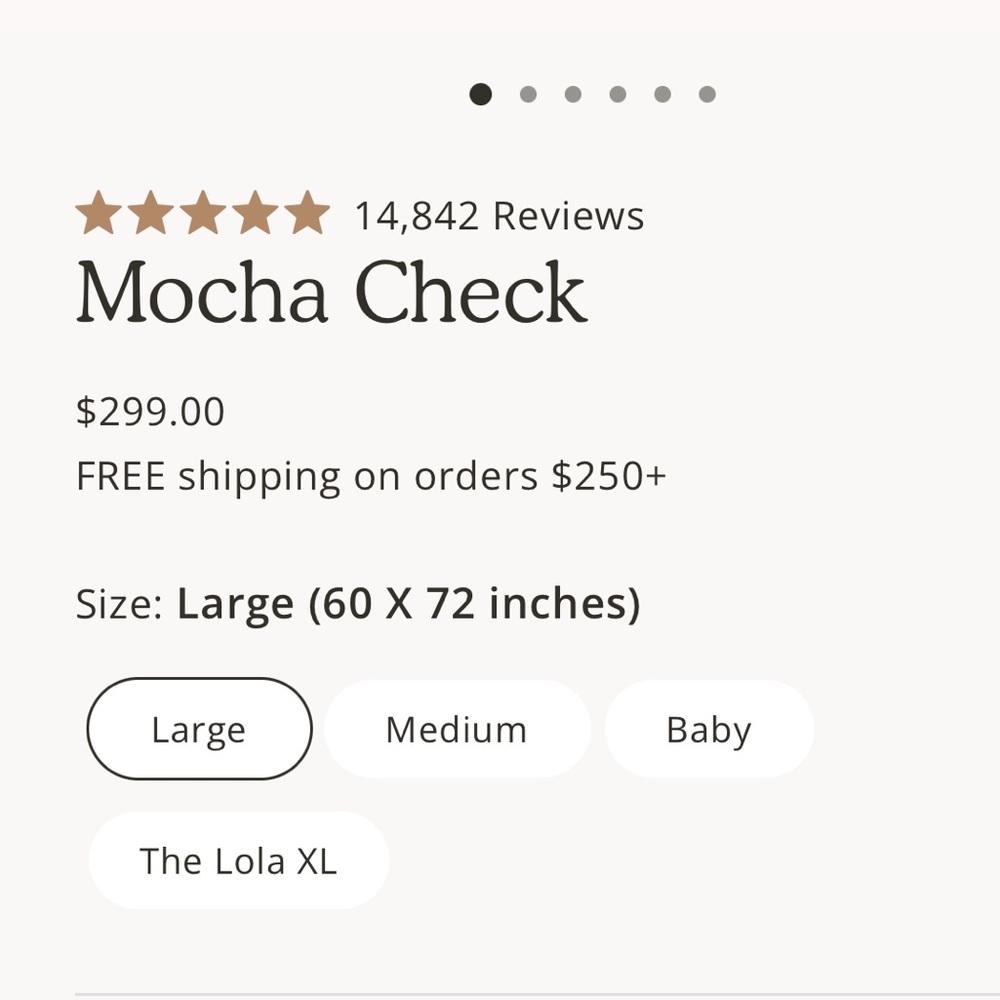 NWT Lola Blankets Mocha Check Large - Picture 5 of 7
